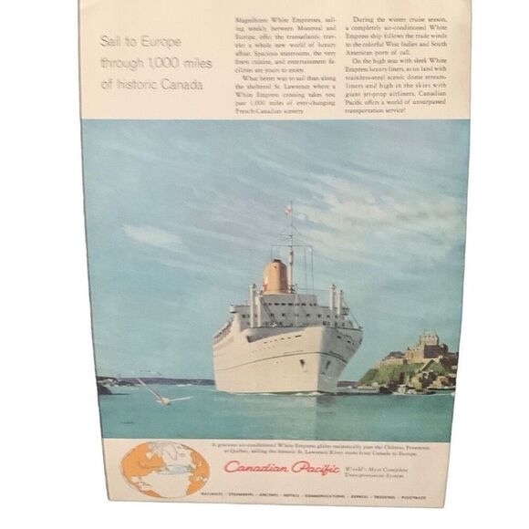 Vintage 1959 Canadian Pacific Sail to Europe Ad Advertisement - Picture 2 of 4